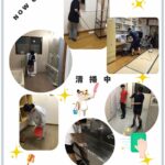 寄宿舎で掃除をしている様子