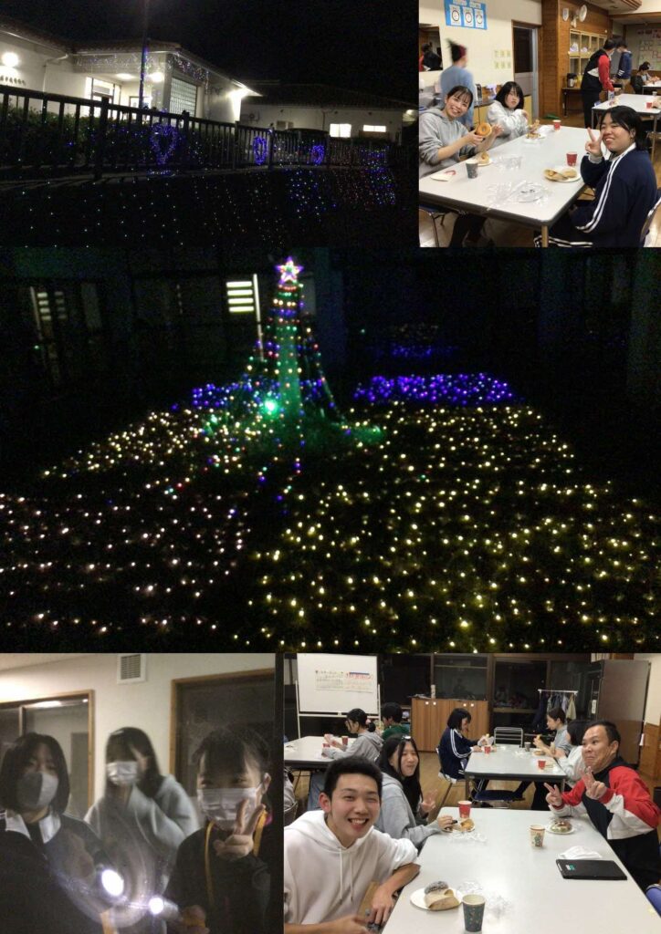 イルミネーション ドーナツを食べている様子