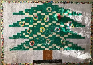 モザイクアートで描かれたクリスマスツリー