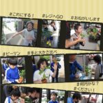 小学部5年生の児童たちが、苗を選んだり、レジでお金を払ったりする写真が載っています。
